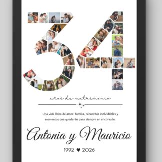 Cuadro Collage Personalizado 34 Años Aniversario