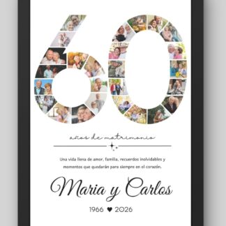 Cuadro Collage Personalizado 60 Años Aniversario